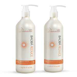 COMBO BAOBÁ 2 STEPS - ( KERATIN FOR ALL HAIR TYPES. FORMALDEHYDE FREE. DOES NOT LIGHTEN HAIR COLOR + CONDITIONER - PH STABILIZER )