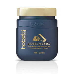 GOLD MASK - BAÑO DE ORO CONDITIONER / MASK - 750g - FOR ALL HAIR TYPES, WITH HYALURONIC ACID, HYDROLYZED KERATIN FOR INSTANT STRAND REPAIR.