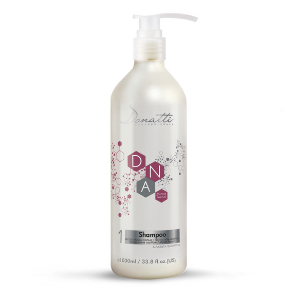 DNA MIMETECHNOL SHAMPOO • STEP 1 • 1000ml/ 33fl oz - Developed with the highest technology to wash hair without causing damage. Promotes balance of loads in the wires. For damaged, malnourished and lifeless hair.