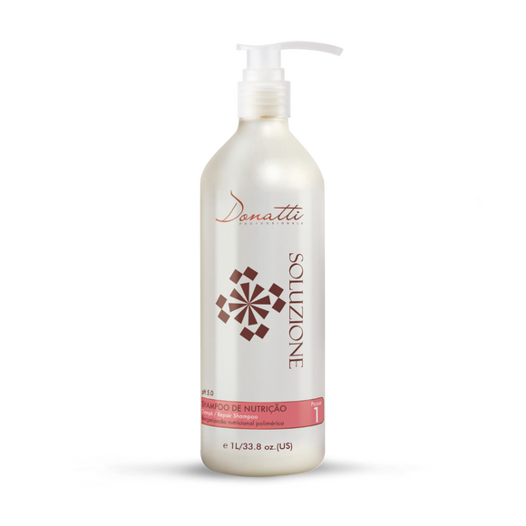 SOLUZIONE - NOURISHING SHAMPOO • STEP 1 • 1000ml/ 33fl oz - Nourishing shampoo - Replaces lipids (oils) and amino acids lost with chemical processes. Returns shine and silkiness to dry hair.