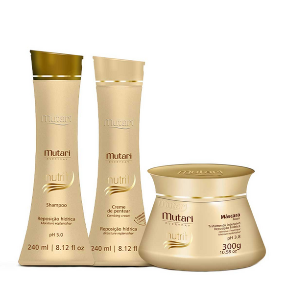 Nutrit Set 3 Steps (Shampoo + Mask + Leave in)- Hydration with macadamia and crambe oil, line recommended for all types of hair, especially dull and dry hair.