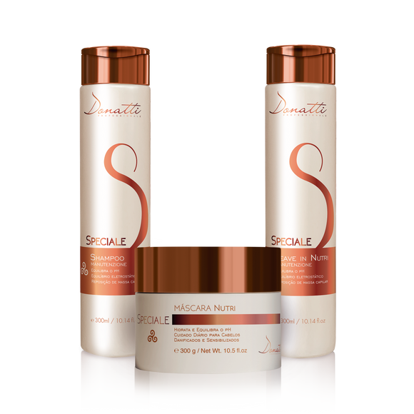 Speciale Maintenance line - For Bleached, dry dull damaged hair. Restores Strength, Softness & Shine. Provides hair fiber recovery after chemical processes, dyes and highlights.